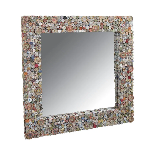 Nutting Paper Framed Wall Mounted Accent Mirror in Brown