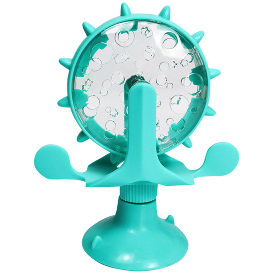Pet K-itten Toy Wheel-Shaped Funny Kitty Toy Leaking Toy 360 Degrees Rotating with Strong Suction Cup