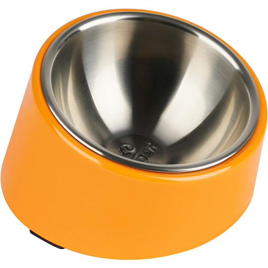 Bowl for Dog Cat Bowl Inclined Non-Slip Modern Elegant Melamine Support with Removable Stainless Steel Bowl Solid Robust Orange