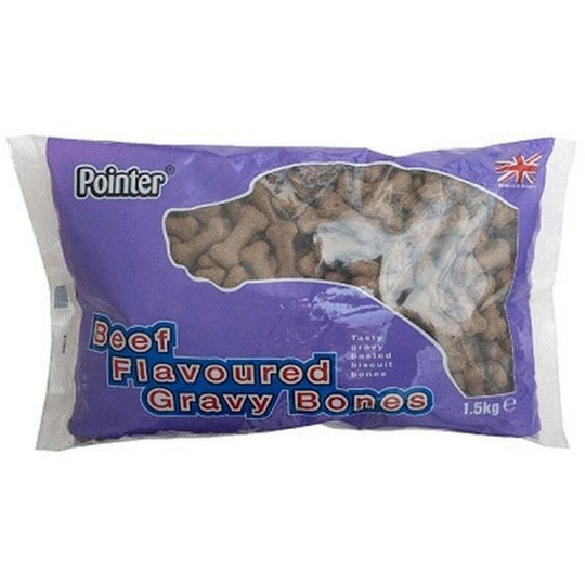 Pointer Beef Flavoured Gravy Bones Dog Food (1.5kg) (Brown) - Brown