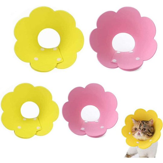 4 Pieces Pet Recovery Collar Adjustable Protective Collar Pet Collar for Recovery After Surgery(Red Yellow)