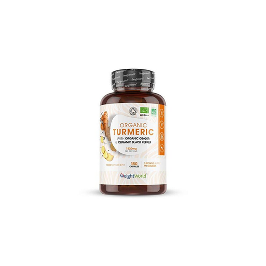 WeightWorld Certified Organic Turmeric with Black Pepper & Ginger - 180 Capsules