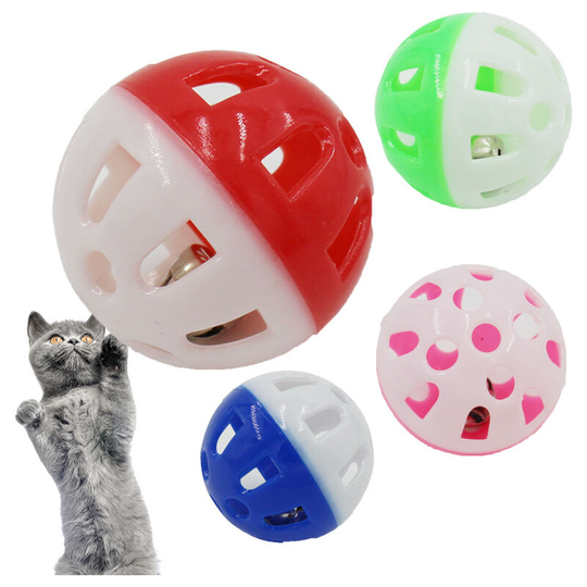 48PCS 4cm Plastic Cat Jingle Balls Cat Toy with Bell Kitten Hunting Pounce Play /Assorted Color