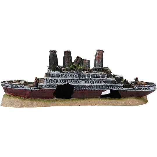 Aquarium Wreck Ornament, Resin Material Wrecked Shipwreck Sailboat Aquarium Tanker Decoration Ornament