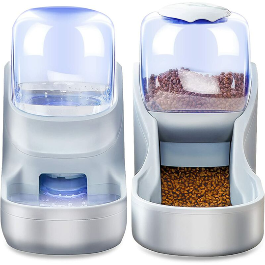 Automatic Pet Food Dispenser Small and Medium Pets Automatic Food Dispenser and Drinker 3.8L (Gray)