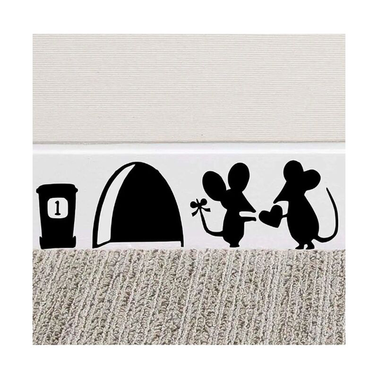 Sun Flowergb - Mouse Pattern Vinyl Wall Sticker,Cute and Funny Mouse Hole Wall Sticker Living Room Bedroom Wall Decoration,Black Love Mouse Hole