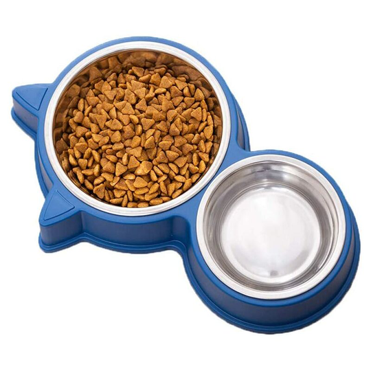 Cat Dog Bowl,Double Bowl Non-Slip stainless steel Easy to clean Suitable for kittens or adult cats.