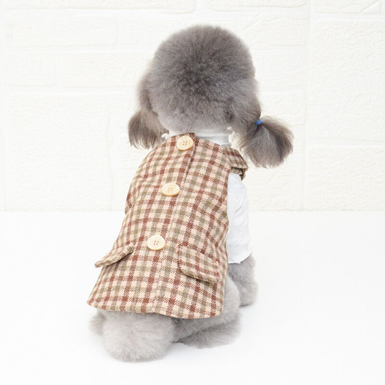 Pet clothes puppy clothes cat clothes Teddy Boomerang vip Malkiki clothes Tweed plaid skirt (m) back length 25 chest 35 neck 24 weight reference