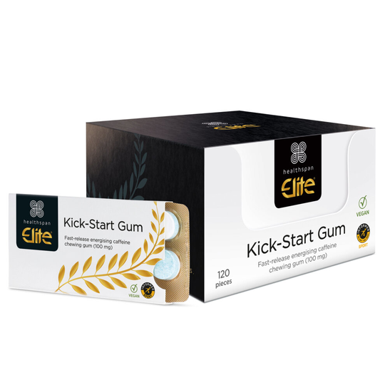 Healthspan Elite Kick-Start Caffeine Gum, 120 Pieces, Mint, Vegan