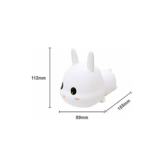 Rabbit Led Night Light Silicone Animal Cartoon Dimmable Lamp Usb Rechargeable