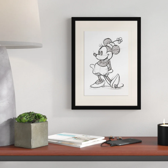 Minnie Mouse Sketched - Picture Frame Drawing Print on Paper