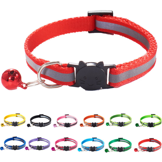 Taglory Reflective Cat Collar, 2 Pieces Anti-Choke Cat Collars with Bell and Safety Buckle, Cute Paw Print 15-20cm Orange
