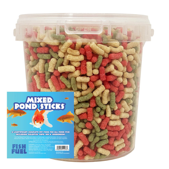 (1ltr Bucket) Fish Fuel Pond Sticks - Koi & Pond Fish Food - Goldfish, Orfe, Koi Carp