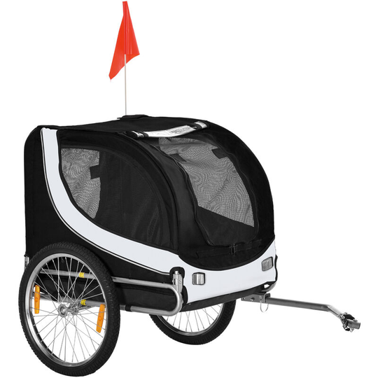 Pawhut - Pet Stroller Dog Jogger Folding Bike Cargo Trailer Carrier Bicycle Black - Black, white