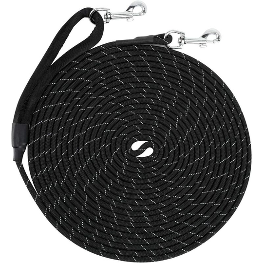 Rhafayre - Dog Training Leash (5M,Black) Long Adjustable Lightweight Reflective Nylon with Zinc Alloy Buckle for Distant Dogs Safety