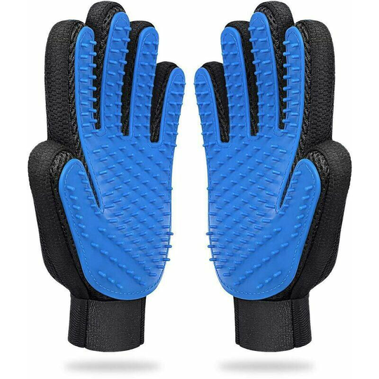 Premium Pet Wash Mitt, Dog Cat Rabbit Brush, Massage Grooming Mitt Cleaning Dead Hair Blue 1 Pair, Fonepro