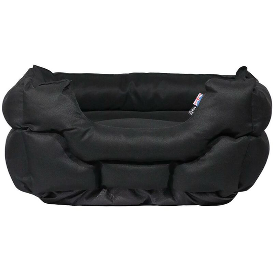 Woodland High Sided Canvas Dog Bed Soft Washable Cushion Warm Pet Basket Cushion - Black - Medium