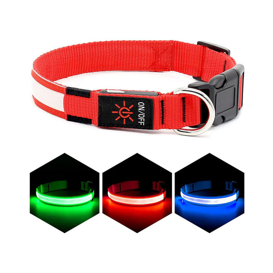 Usb Rechargeable Dog Light Up Collar, Betterlife Safety Reflective Nylon led Dog Collar, Adjustable Flashing Waterproof Dog Collar for Small, Medium