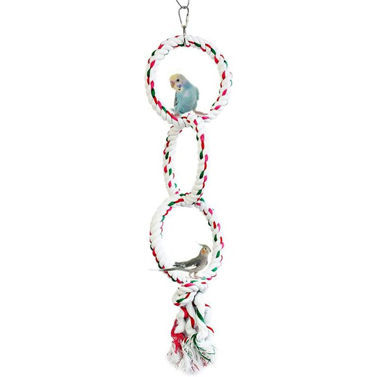 For Birds Budgie Swing Ring Parrot Cotton Rope Perch Parrot Chew Toys for Cockatiel Conure, Three Rings