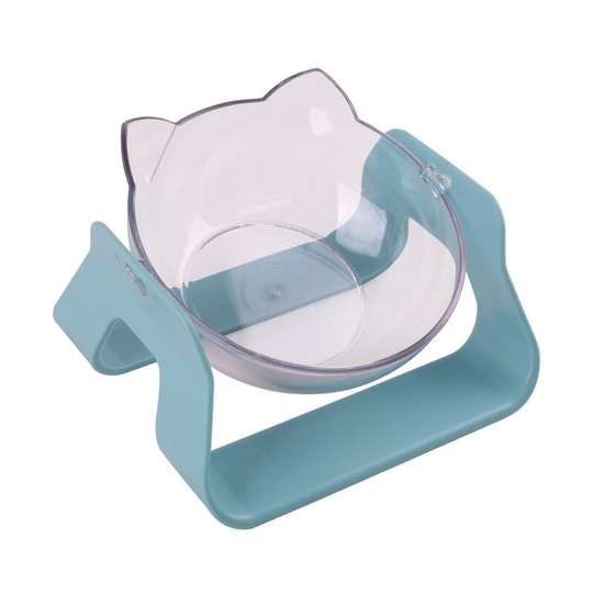 Cat Bowls 15° Tilted Platform Feeder Raised Feeding Bowl with Stand, Transparent Pet Food and Water Bowl for Pet Food Water(Blue)