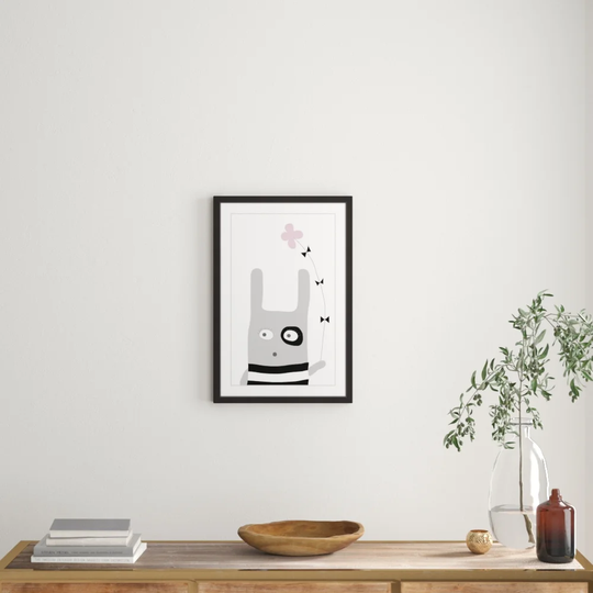 'Bunny Flower Pink' by Katarina Snygg Framed Painting Print