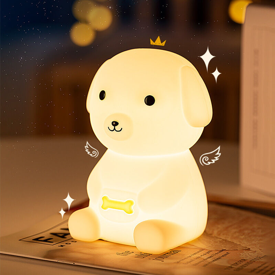 Sun Flowergb - Puppy Dog Night Light for Kids, Cute Color Changing led Rechargeable Silicone Nursery Bedside Lamp for Baby Girls, Boys, Kids, Pet