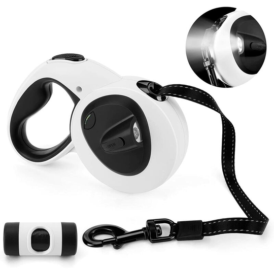 Benobby Kids - Retractable Dog Leashes 5m/16ft Retractable Dog Leash with led Lights and Garbage Bags Reflective Nylon Retractable Leash for Medium