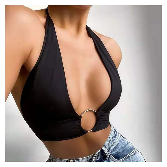 Black, m, Women's Sexy Sleeveless Buckle Tank Top Tank Top Short Tank Top Slim Tank Top Casual Top Slim Top