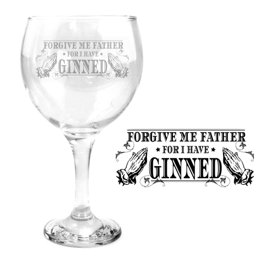 Ginsanity 645ml Gin & Tonic Copa Balloon Glass & Giftbox - Forgive Me Father.