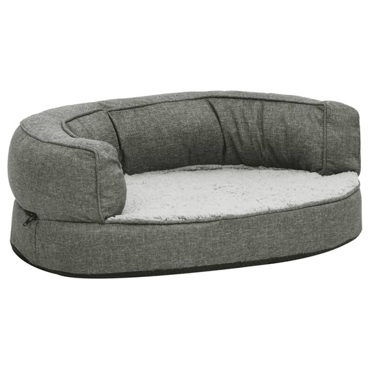 Ergonomic Dog Bed Mattress 60x42 cm Linen Look Fleece Grey Vidaxl Grey
