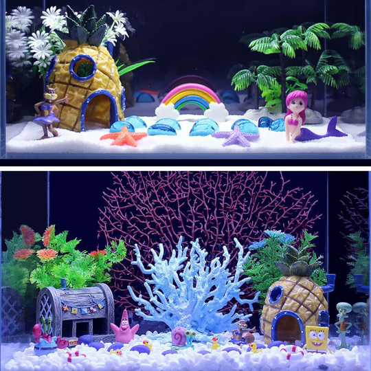 Benobby Kids - Aqua Ornaments,Spongebob Aquarium Decoration Aquarium Ornament Decoration Aquarium Resin Fish Tank Ornament Aquarium Pineapple Fish