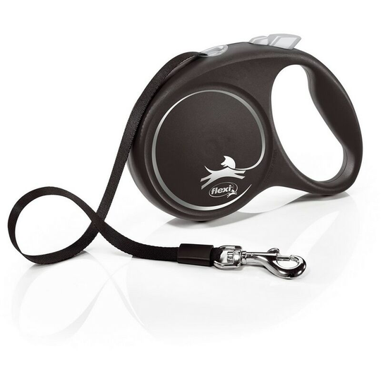 Flexi Large Tape Retractable Dog Lead (5m) (Black/Silver) - Black/Silver