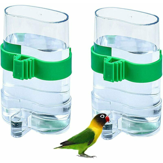 Bird Cage Water Dispenser Automatic Bird Waterer Clear Plastic Automatic Bird Water Feeder for Aviary Parakeets Cockatiels Parrots 2 Pieces