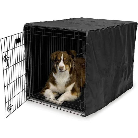 Black Dog Crate Cover for Metal Crates Double Door Iron Wire Dog Crate Cover Lightweight 210D Oxford Cloth Pet Kennel Cover