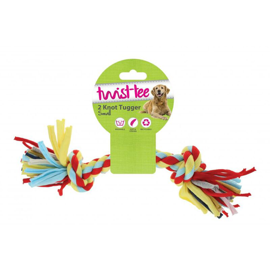 Happy Pet Products - Happy Pet Twist-Tee 2 Knot Dog Toy (37 x 10 x 9cm) (Multicoloured) - Multicoloured