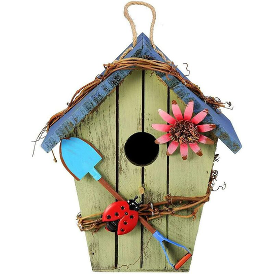 Wooden Bird House Wedding Decoration Bird Cage Colorful Painting Outdoor Garden Hanging Birds Cottage Feeder Eco-friendly Crafts