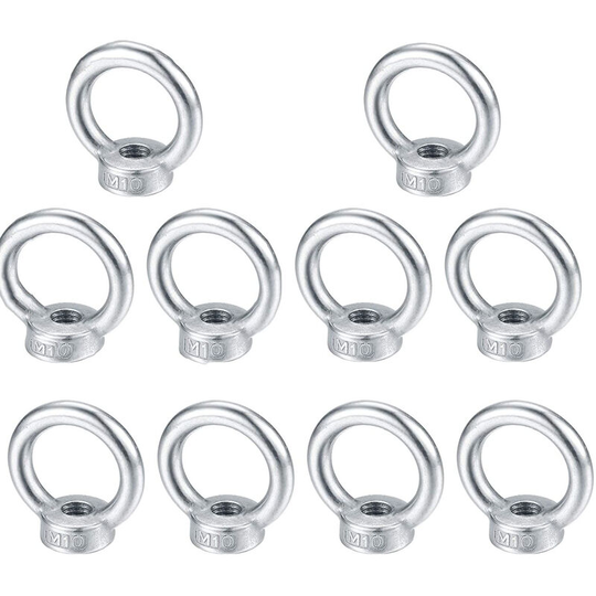 M10 eye nut, lifting ring eyebolt, 304 stainless steel ring nut, eyebolt screw nuts - 10 Pcs - Rhafayre