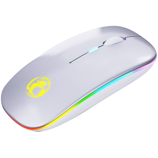 Asupermall - E-1300 2.4G+BT5.1 Wireless Dual-mode Mouse Ergonomic Office Mice 3 Adjustable dpi Built-in Rechargeable Lithium Battery Silver,Silver