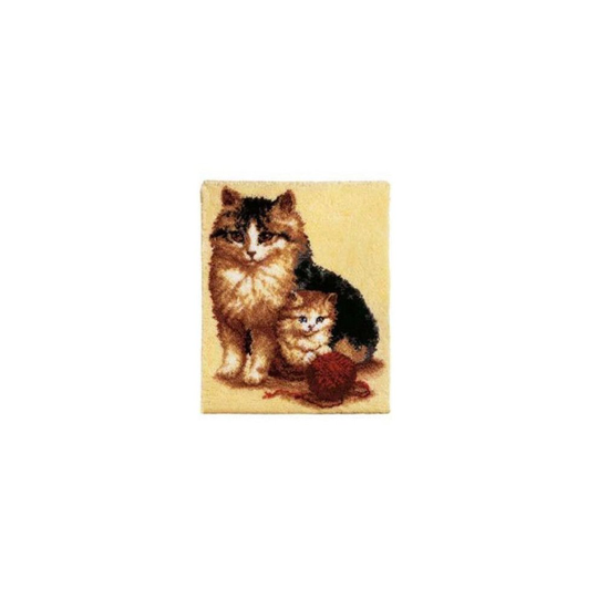 Latch Hook Rug Kit"Mother Cat and Kitten" 88x63cm