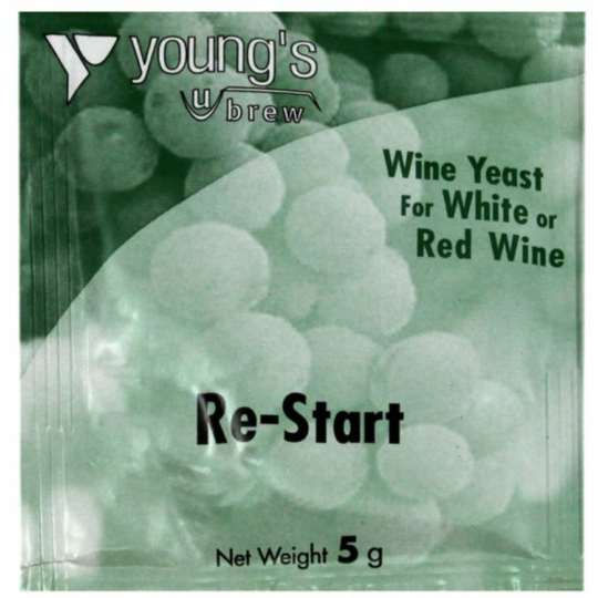 Youngs Re-Start Wine Yeast 5g - treats 23L / 5 Gallon