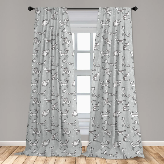 Brystol Cats Posing Over Floral Background Feline Kitten Kitty Cartoon Art Prints Room Darkening Curtains