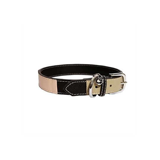 Rosewood Luxury Leather Dog Collar 8 - 12-inch, Three Tone