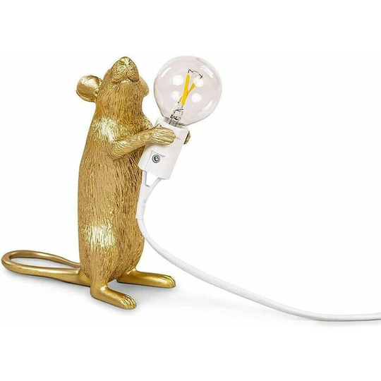 Qersta - Mouse Desk Lamp Creative Resin Desk Lamp, Bedside Lamp, Reading Lamp, Perfect Lamp for Home and Any Place You Like == Sitting Resin, Gold