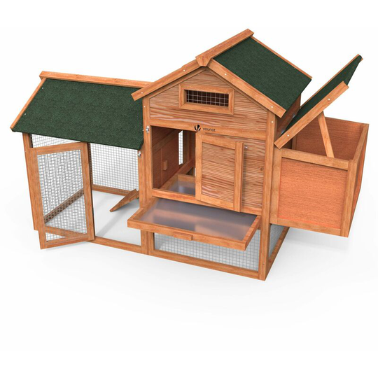 Vounot - Wooden Chicken Coop for Outdoors, Large Rabbit Hutch, 152 x 62 x 92 cm
