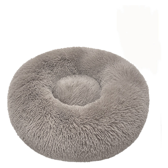 Plush Donut Dog Bed, Cat Bed, Non-Slip Bottom Soft Calming Dog Beds , Luxury Pet Bed for Cats and Small Dogs(dark grey, 60cm) - Muff