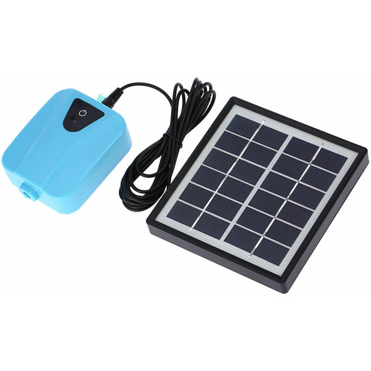 Solar Powered/DC Charging Oxygenator Water Oxygen Pump Pond Aerator with 1 Air Stone Aquarium Airpump 2L/min