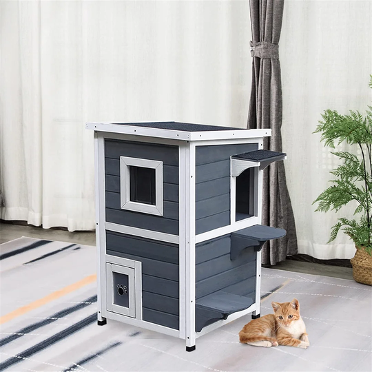 Knott Wooden 2-Floor Cat House