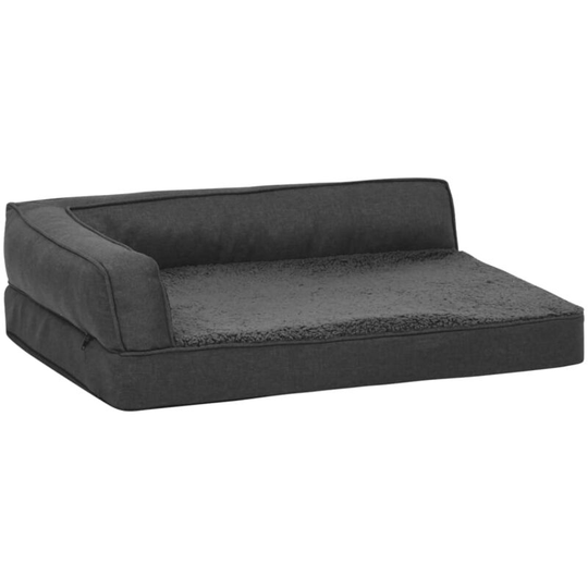 Ergonomic Dog Bed Mattress 60x42 cm Linen Look Fleece Dark Grey Vidaxl Grey