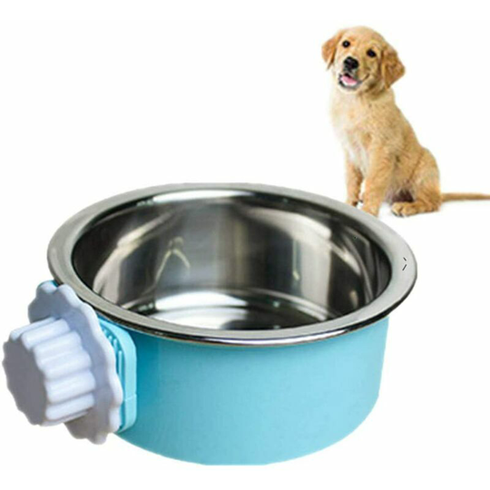 Morejieka - 2-in-one dog water bowl cage, crate type water bowl, stainless steel pet hanging bowl, puppy crate water bowl water dispenser, used for