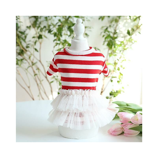 Woosien - New cat dog dress puppy skirt tutu dogie small dog clothes summer yorkshire chihuahua maltese pomeranian clothing pet dresses xs MRed